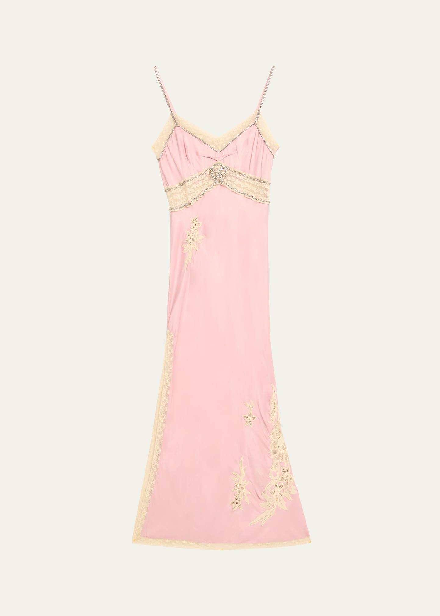 LoveShackFancy Valea Embellished Satin Midi Dress | Bergdorf Goodman