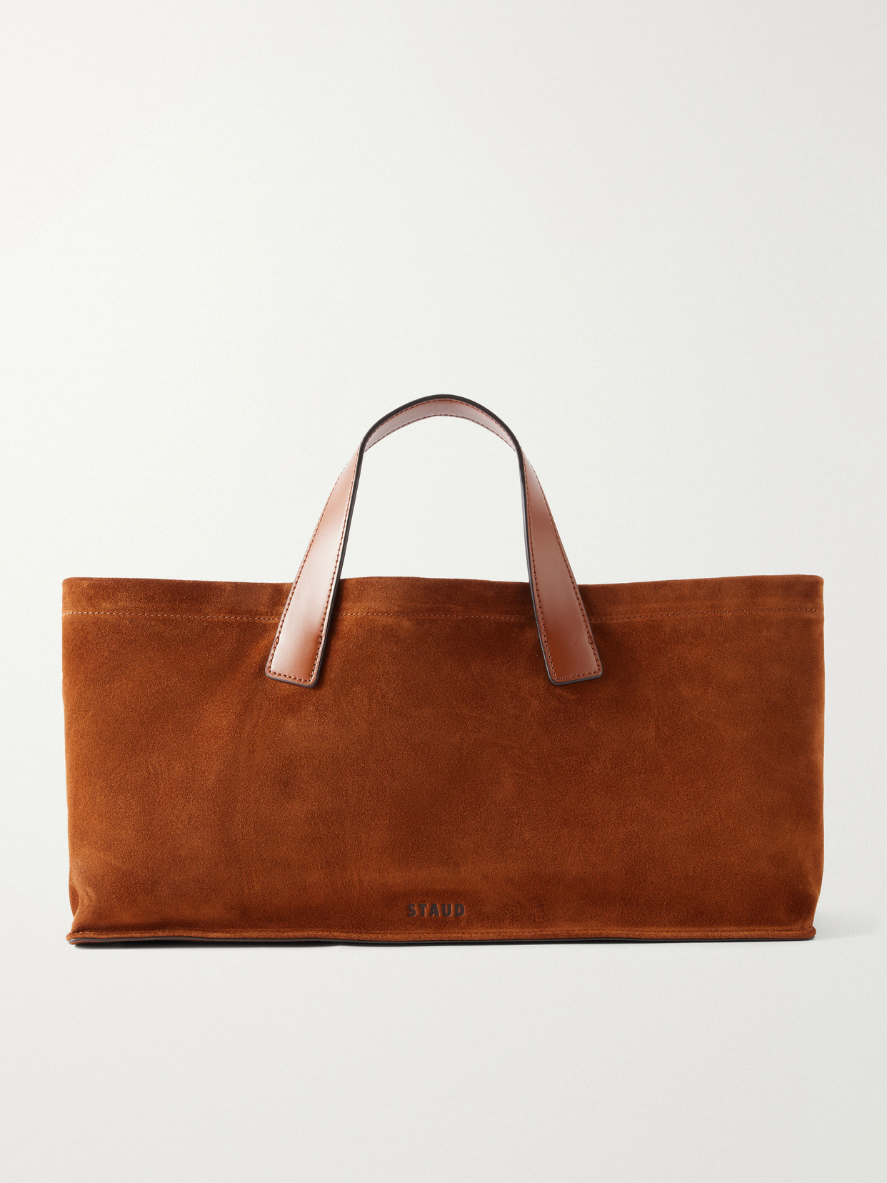 STAUD - Port Leather-trimmed Suede Tote - Brown | NET-A-PORTER (US)