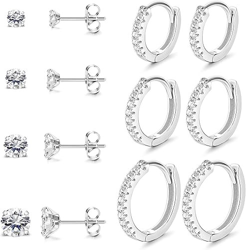 Thunaraz 7Pairs 20G Cubic Zirconia Studs Earring Set 3-6mm Tiny Cartilage Earring for Women Men C... | Amazon (US)