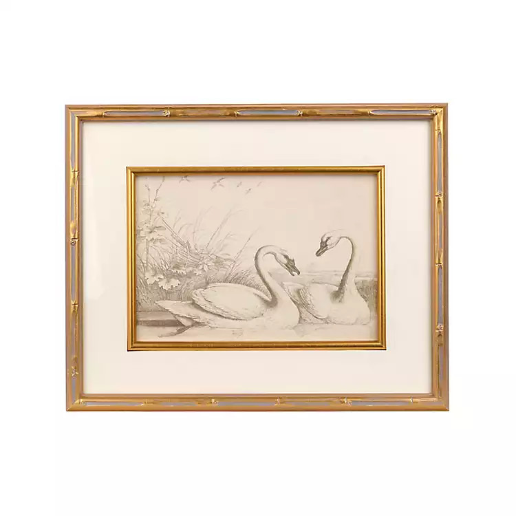 New! Sketched Swans Framed Art Print | Kirklands