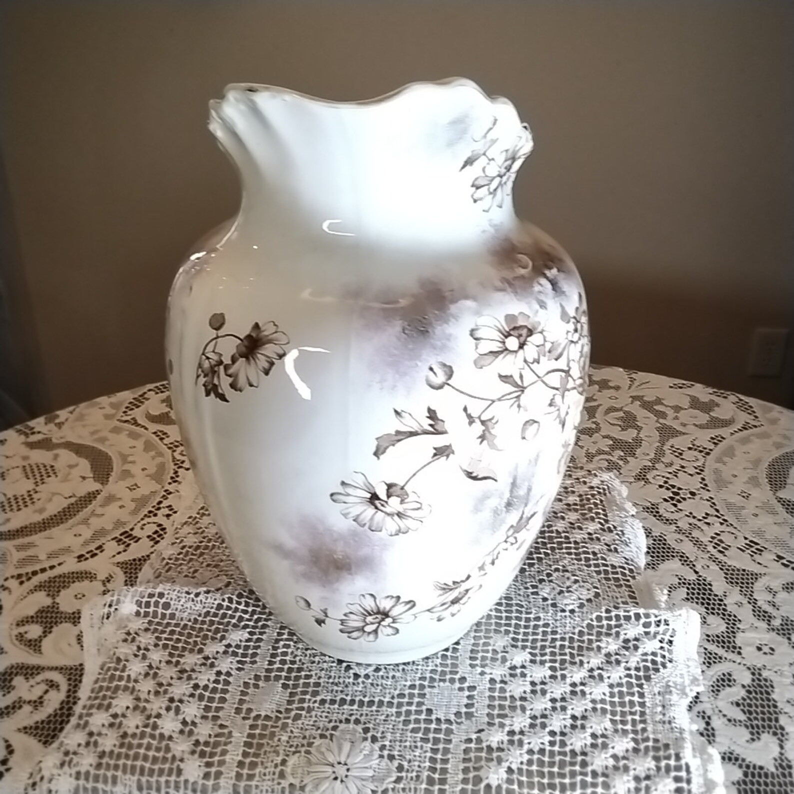 Pitcher Floral Transferware LARGE Made in England Antique Early 1900's Cottagecore Farmhouse Vase... | Etsy (US)