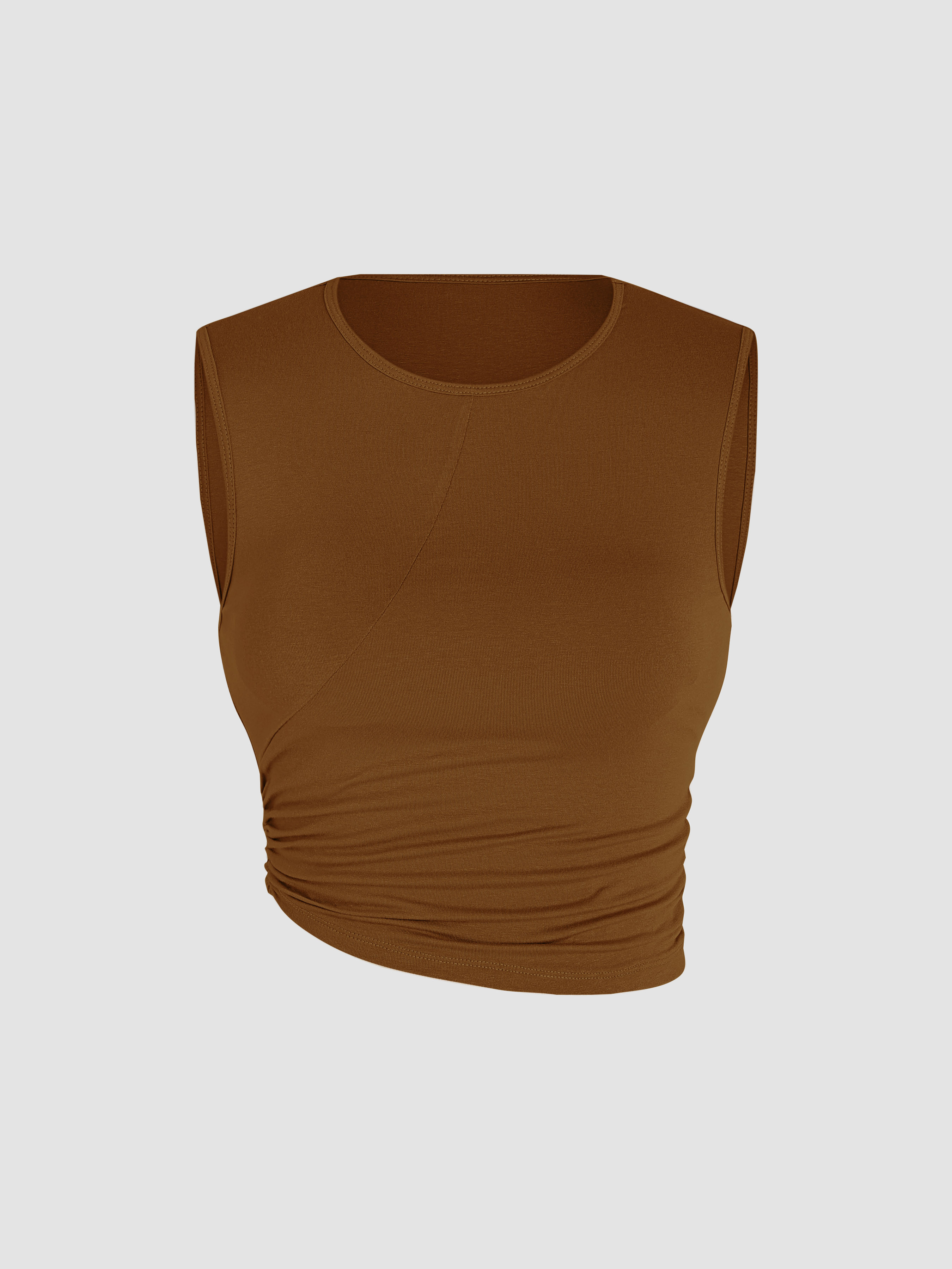 Solid Ruched Crop Tank Top | Cider