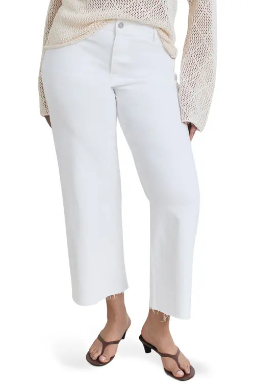 MANGO Catherin Frayed High Waist Wide Leg Culotte Jeans in White at Nordstrom, Size 4 | Nordstrom