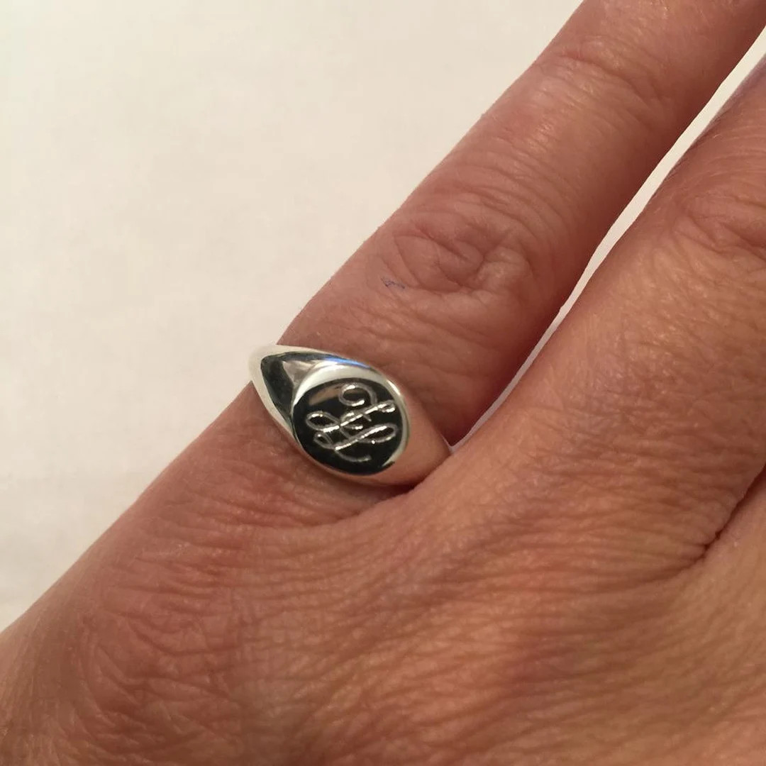 Silver Engraved Personalized Signet Ring, Initial Monogram Ring, Letter Ring , Pinky Ring - Etsy | Etsy (US)