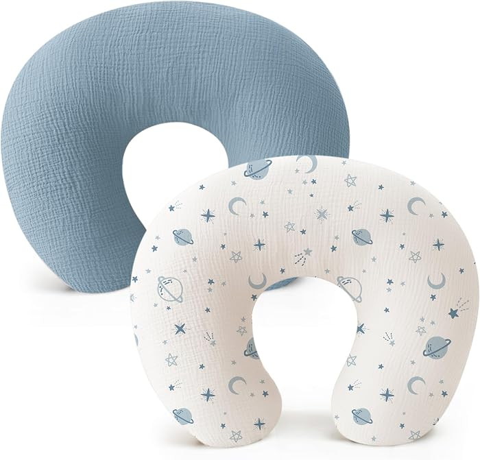 Konssy 2-Pack Muslin Nursing Pillow Covers, Soft & Adorable Nursing Covers for Breastfeeding Pill... | Amazon (US)