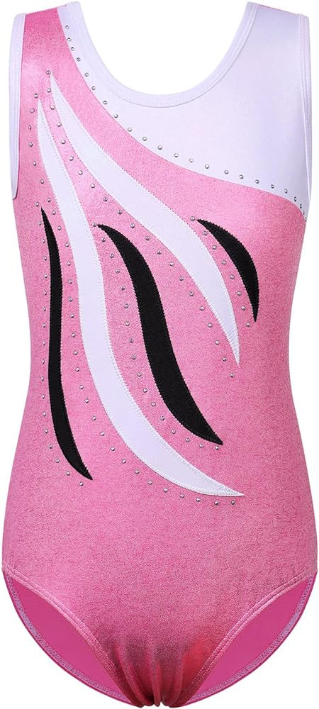 BAOHULU Leotards Girls Gymnastics Embroidery Shiny Aqua Rose Diamond Dance Clothes | Amazon (US)