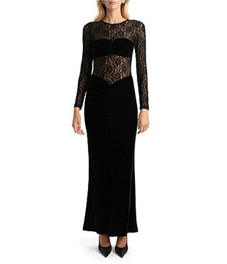 Bardot Helenie Velour Illusion Bodice Lace Bodycon Dress - 8 | Dillard's