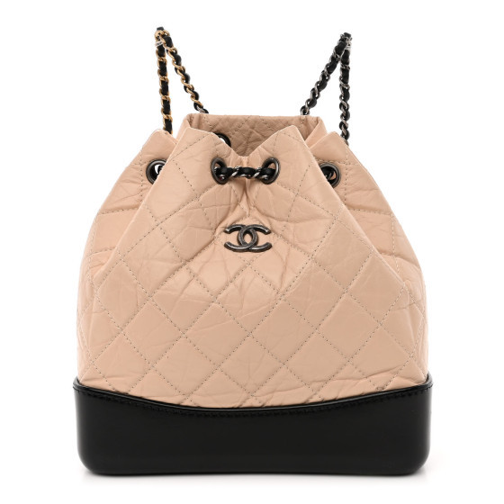 Aged Calfskin Quilted Small Gabrielle Backpack Beige Black | FASHIONPHILE (US)