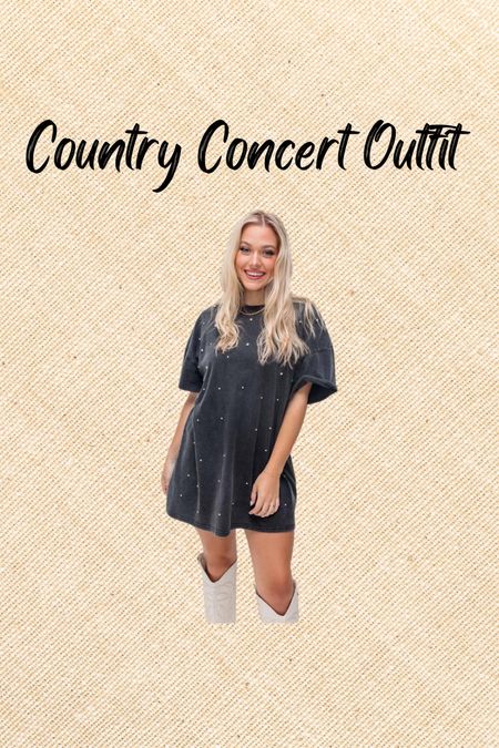 Country concert outfit. Nashville outfit. Studded dress. T-shirt dress

#LTKstyletip #LTKFestival #LTKfindsunder100