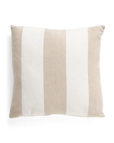 Made In Usa 22x22 Linen Blend Natural Stripe Pillow | TJ Maxx