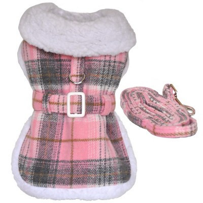 Doggie Design Fleece-Lined Dog Harness Coat - Pink & White Plaid(Large) | Target