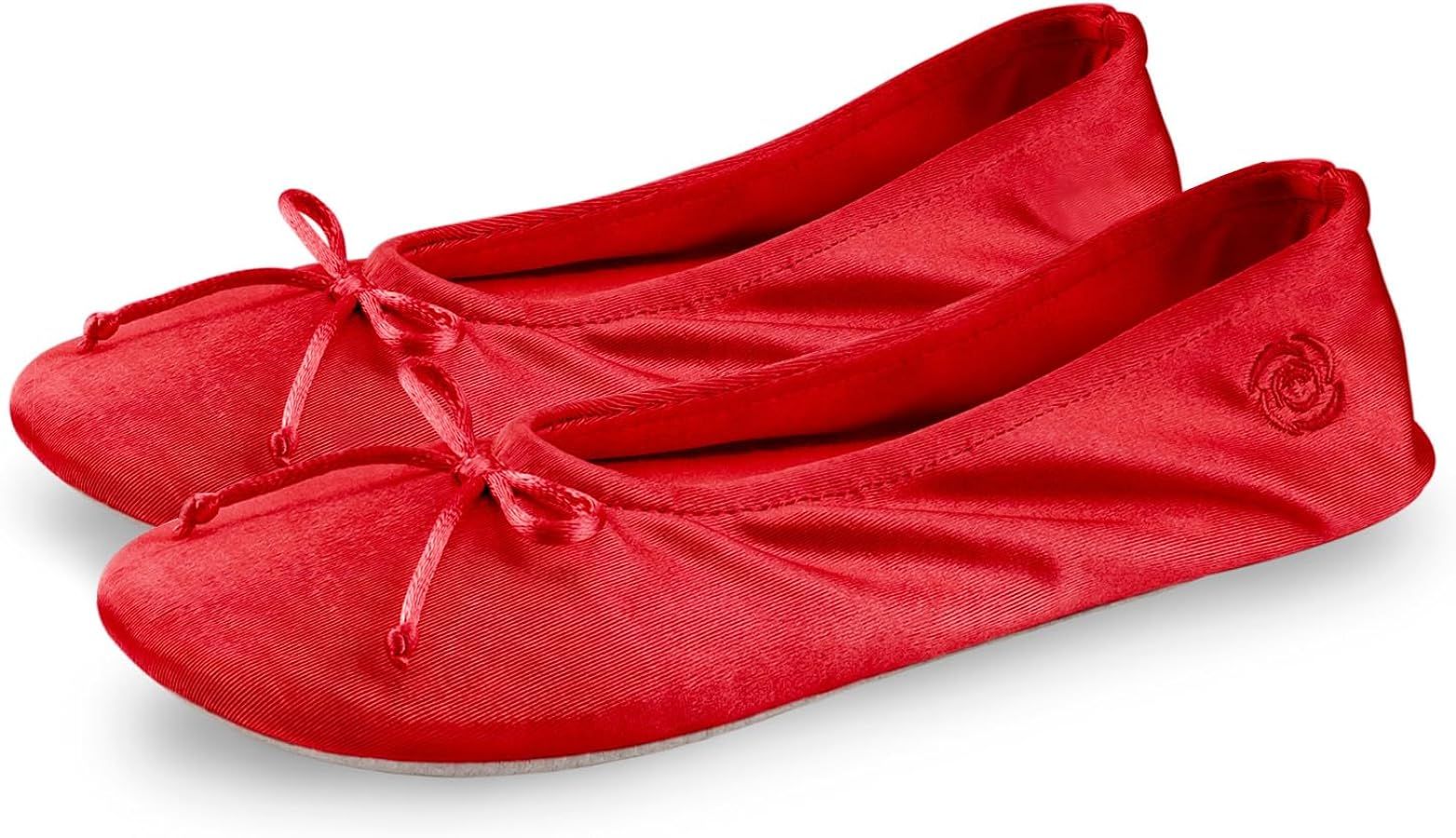 BCTEX COLL Women's Ballerina House Slippers with Bow, Ladies Satin Bedroom Slipper with Suede Sol... | Amazon (US)