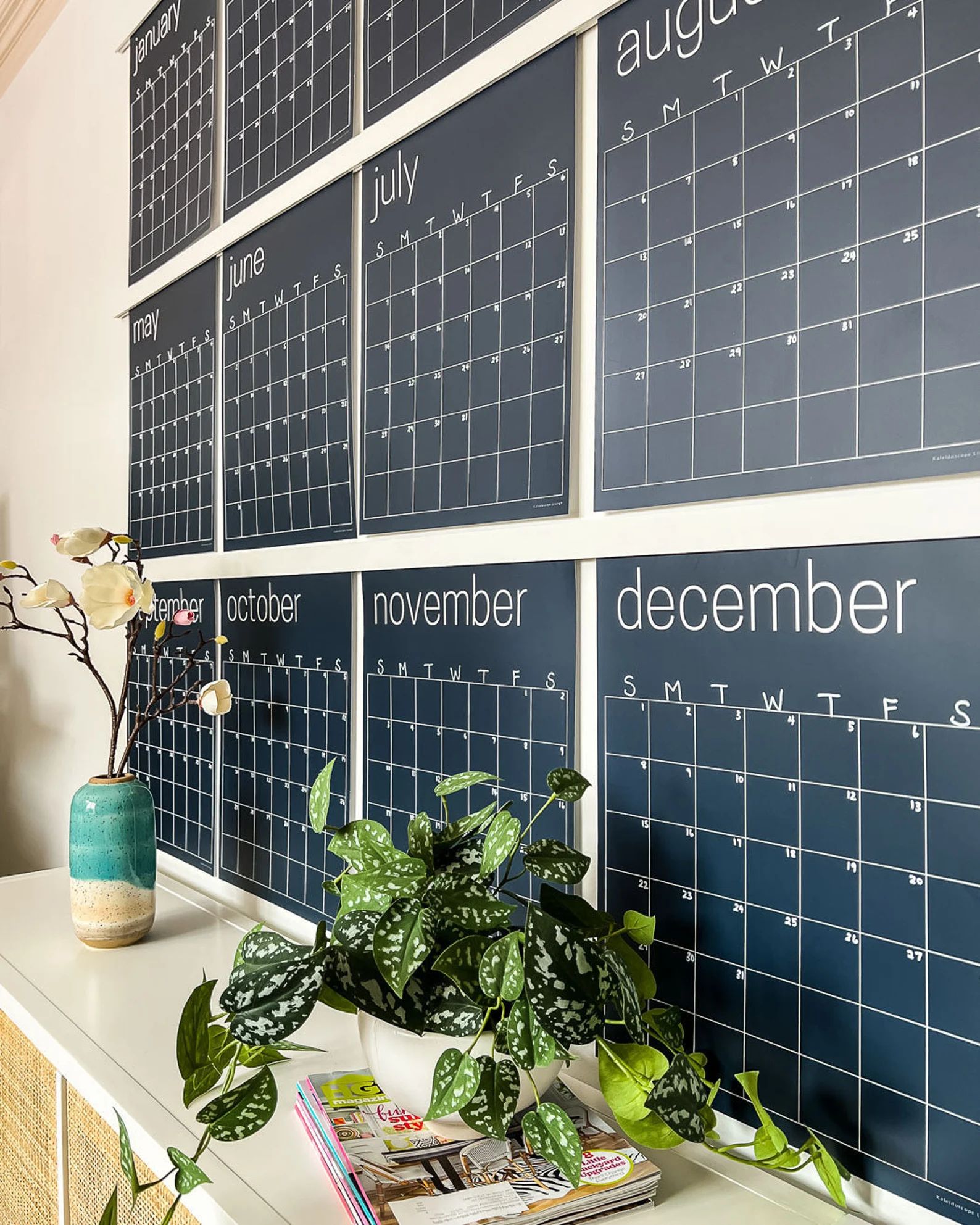 Reusable Navy Blue Wall Calendar | Erasable Wall Calendar | Large Monthly Wall Planner | Monthly ... | Etsy (US)