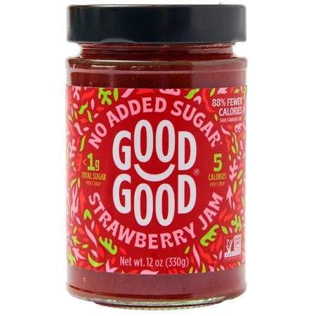 GOOD GOOD Strawberry Jam, No Added Sugar, Low-Calorie, Vegan, 12 oz Jar | Walmart (US)