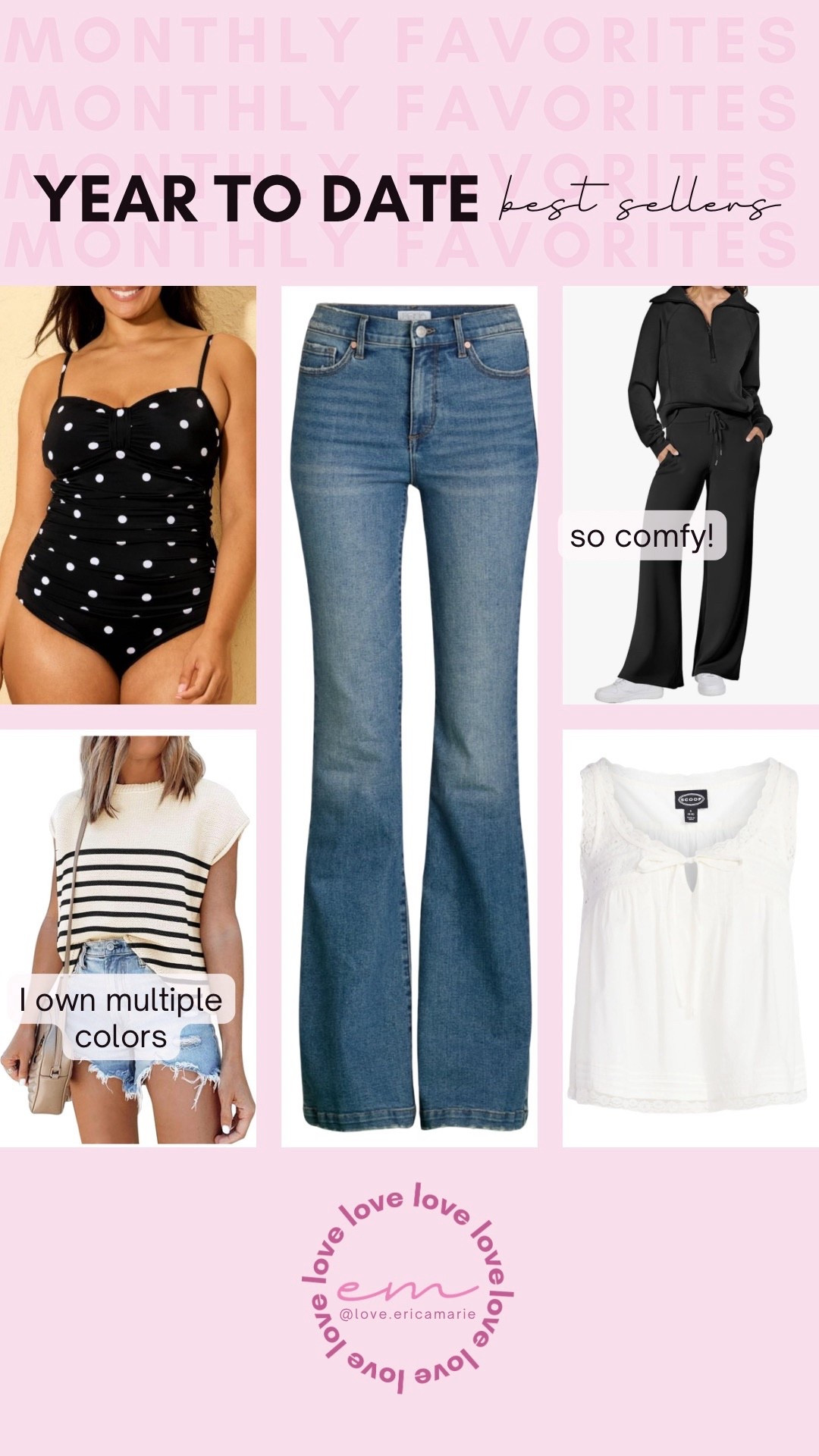 We are a quarter of the way through 2026 and I cannot believe it. I’ve been looking over my bestsellers and I can’t wait to see what we love next month. These $25 jeans are mom pooch approved and super flattering, and this lightweight white tank top is adorable (both from Walmart); we are loving this mom approved polka dot bathing suit from Target and my go-to warm weather top and travel set from Amazon complete the list. 

#LTKOver40 #LTKMidsize #LTKSeasonal