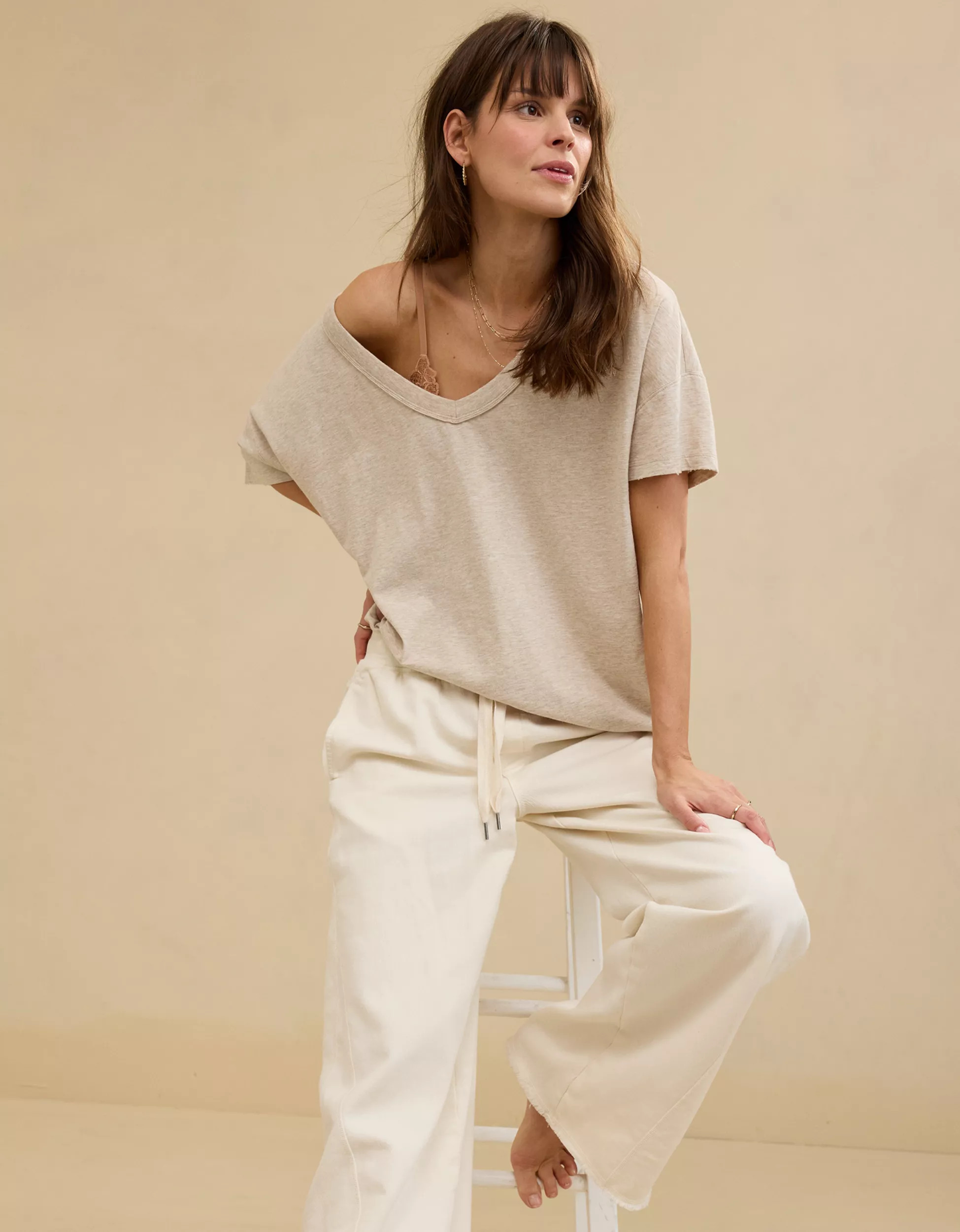 Aerie Oversized V-Neck Boyfriend T-Shirt | Aerie