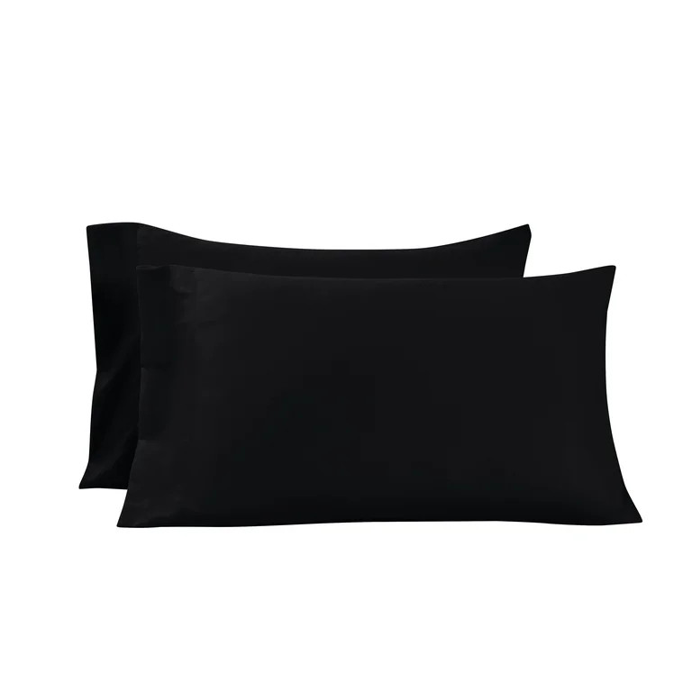 Mainstays Super Soft Recycled Brushed Microfiber Pillowcase Set, King, Rich Black, 2 Piece | Walmart (US)