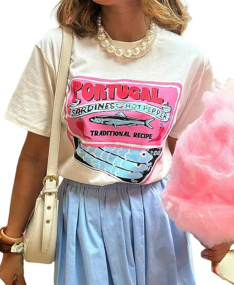 Women Oversized Y2k T-Shirt Aesthetic Graphic Short Sleeve Loose Top Summer Hibiscus Flower Crewn... | Amazon (US)