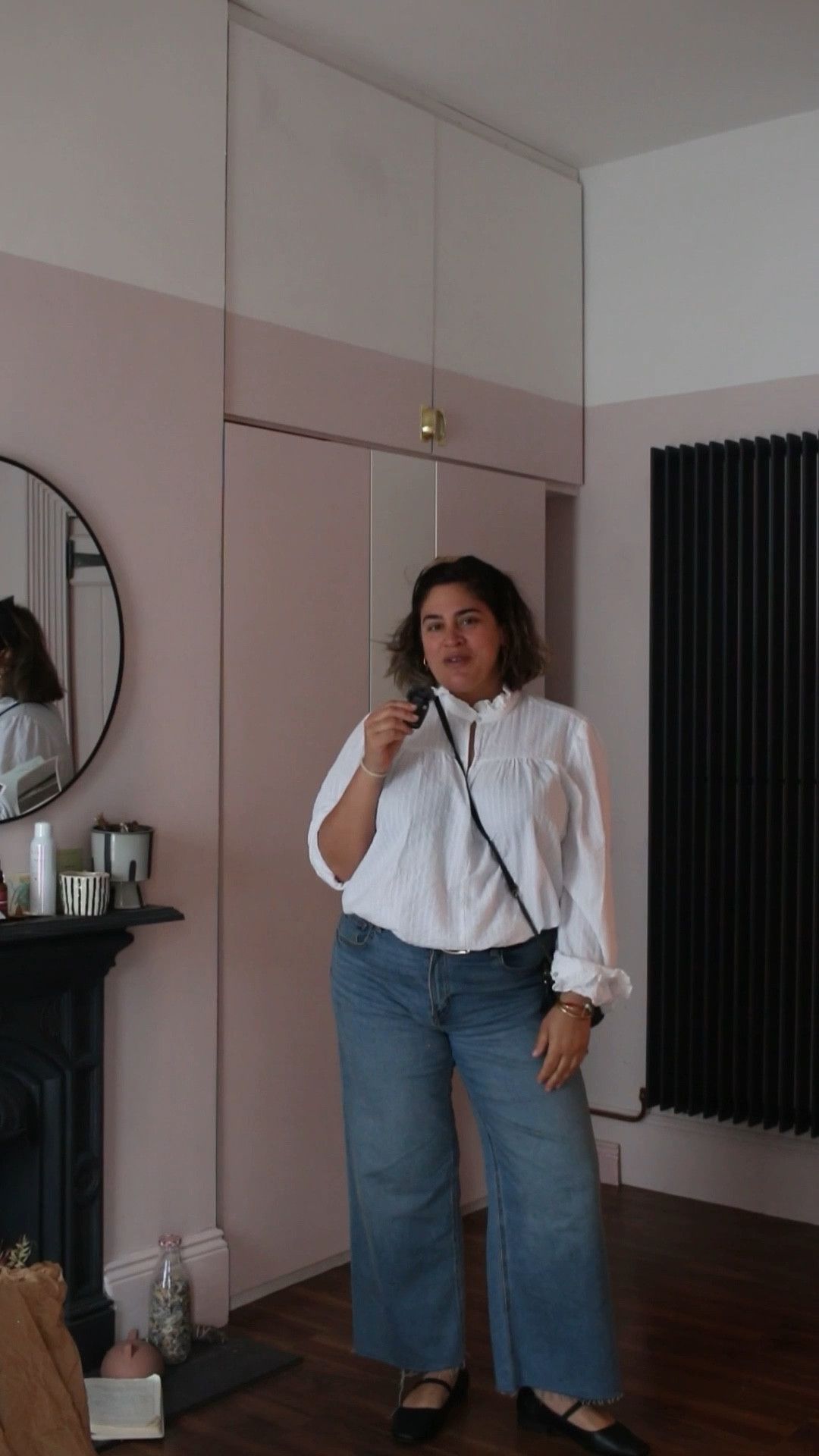 HM white shirt in sale {18} HM wide high rise jeans {18} New look black  Mary Jane’s // midsize fashion //midsize outfits // spring outfits// fashion over 40

#LTKmidsize #LTKstyletip #LTKspring