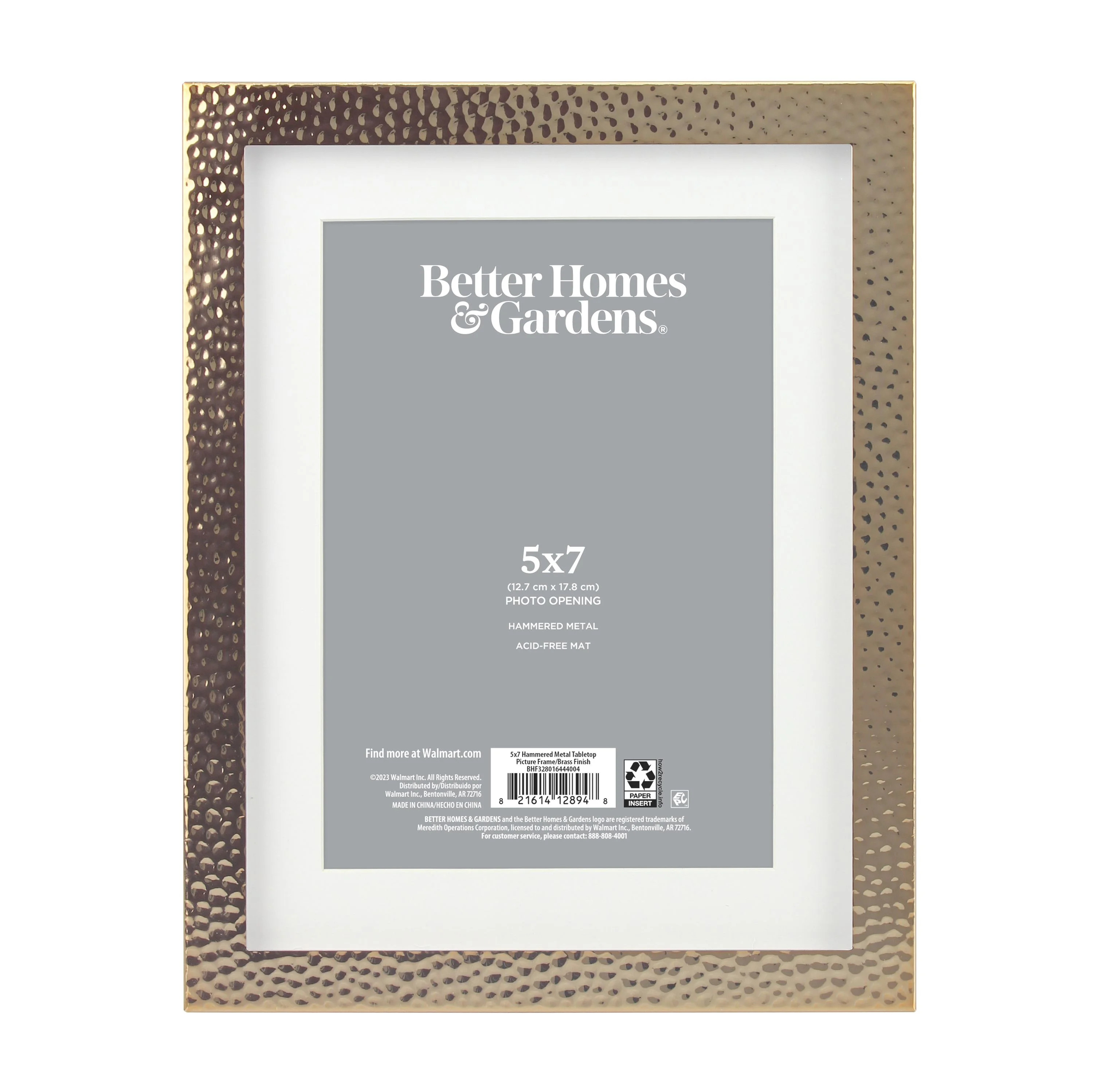 Better Homes & Gardens 7x9 Matted to 5x7 Hammered Metal Tabletop Picture Frame, Gold - Walmart.co... | Walmart (US)