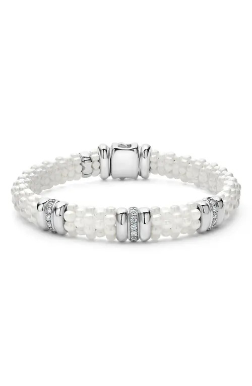 LAGOS White Caviar Triple Diamond Station Bracelet in Silver/Diamond at Nordstrom, Size 7 | Nordstrom