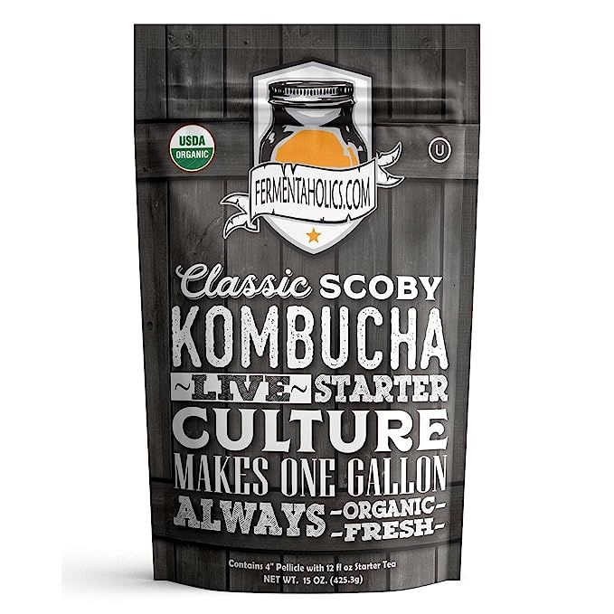 Fermentaholics ORGANIC Kombucha SCOBY With Twelve Ounces of Starter Tea - Live Starter Culture - ... | Amazon (US)