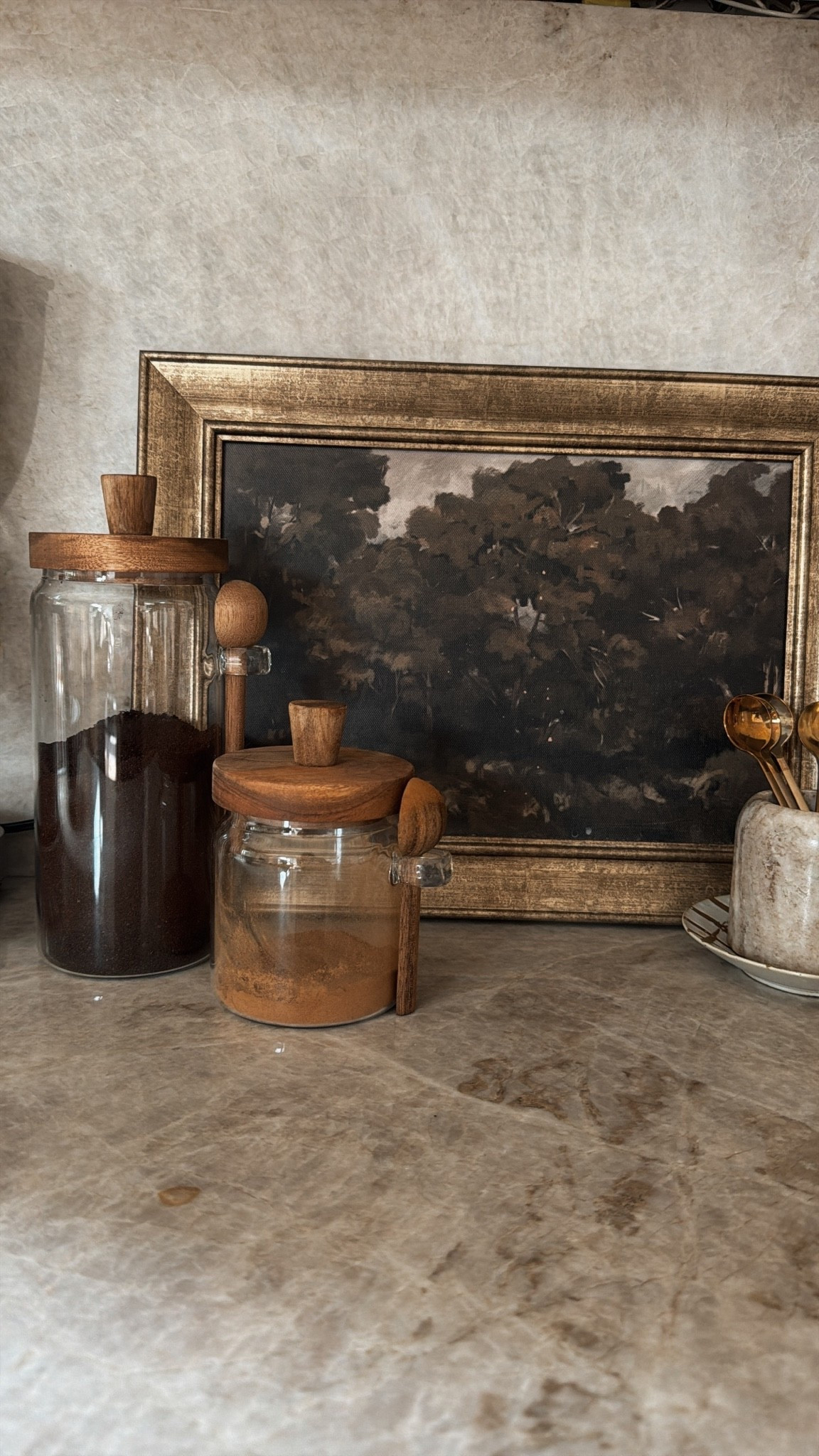 The cutest Amazon canisters for a coffee bar setup!! 

Wood glass jars

#LTKHome
