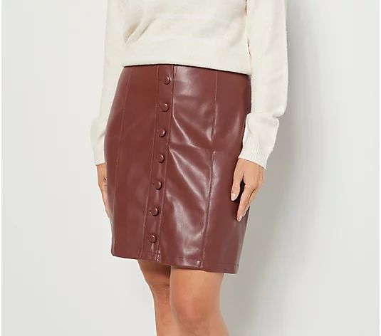 Candace Cameron Bure Regular Faux Leather Skirt - QVC.com | QVC