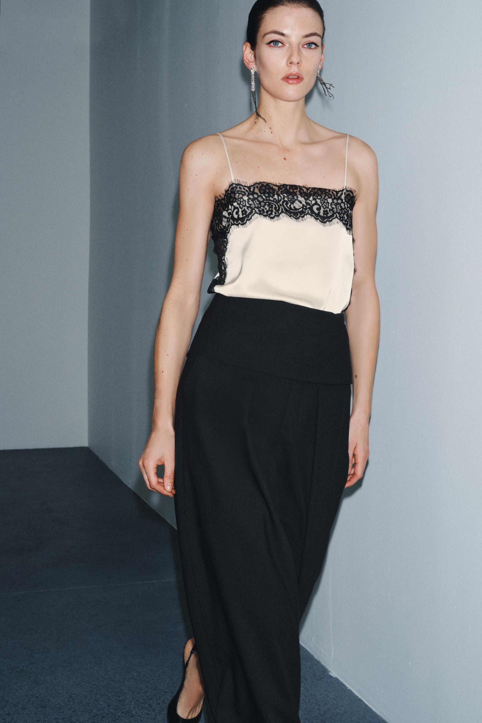 SATIN EFFECT LACE TOP ZW COLLECTION | Zara Canada