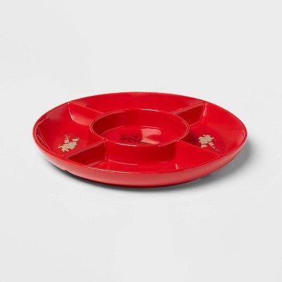 31oz Stoneware Lunar New Year Sectioned Serving Bowl Red/Gold | Target
