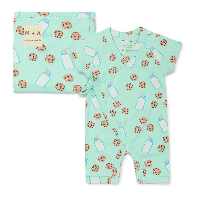 M+A by Monica + Andy Baby Organic Short Romper + Newborn Blanket, Sizes Preemie- 9 Months | Walmart (US)