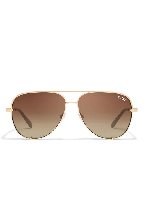 Quay Australia High Key 55mm Aviator Sunglasses in Gold/Chocolate Paprika at Nordstrom | Nordstrom