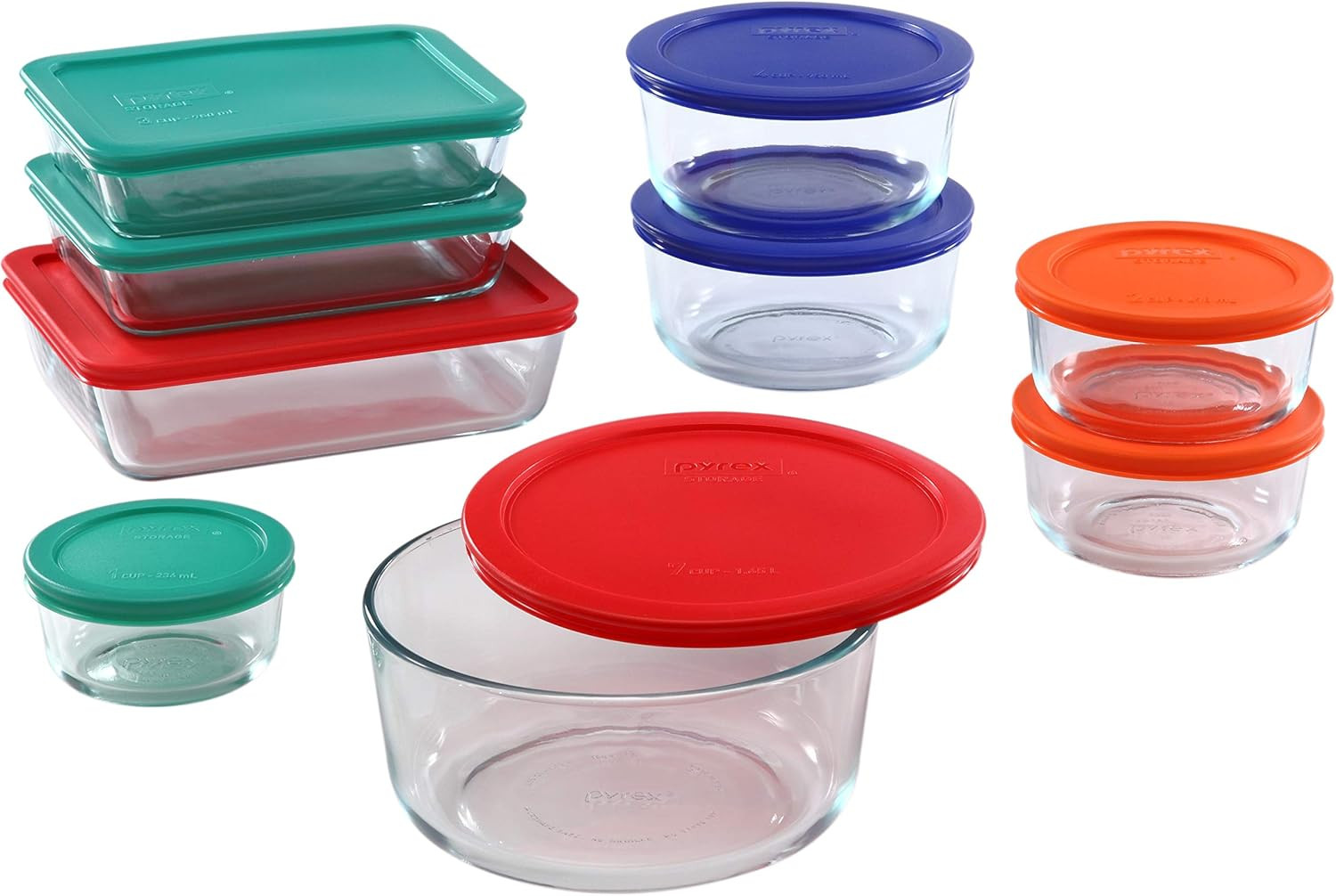 Pyrex Simply Store 18-Pc Glass Food Storage Containers Set, Round & Rectangle Glass Storage Conta... | Amazon (US)