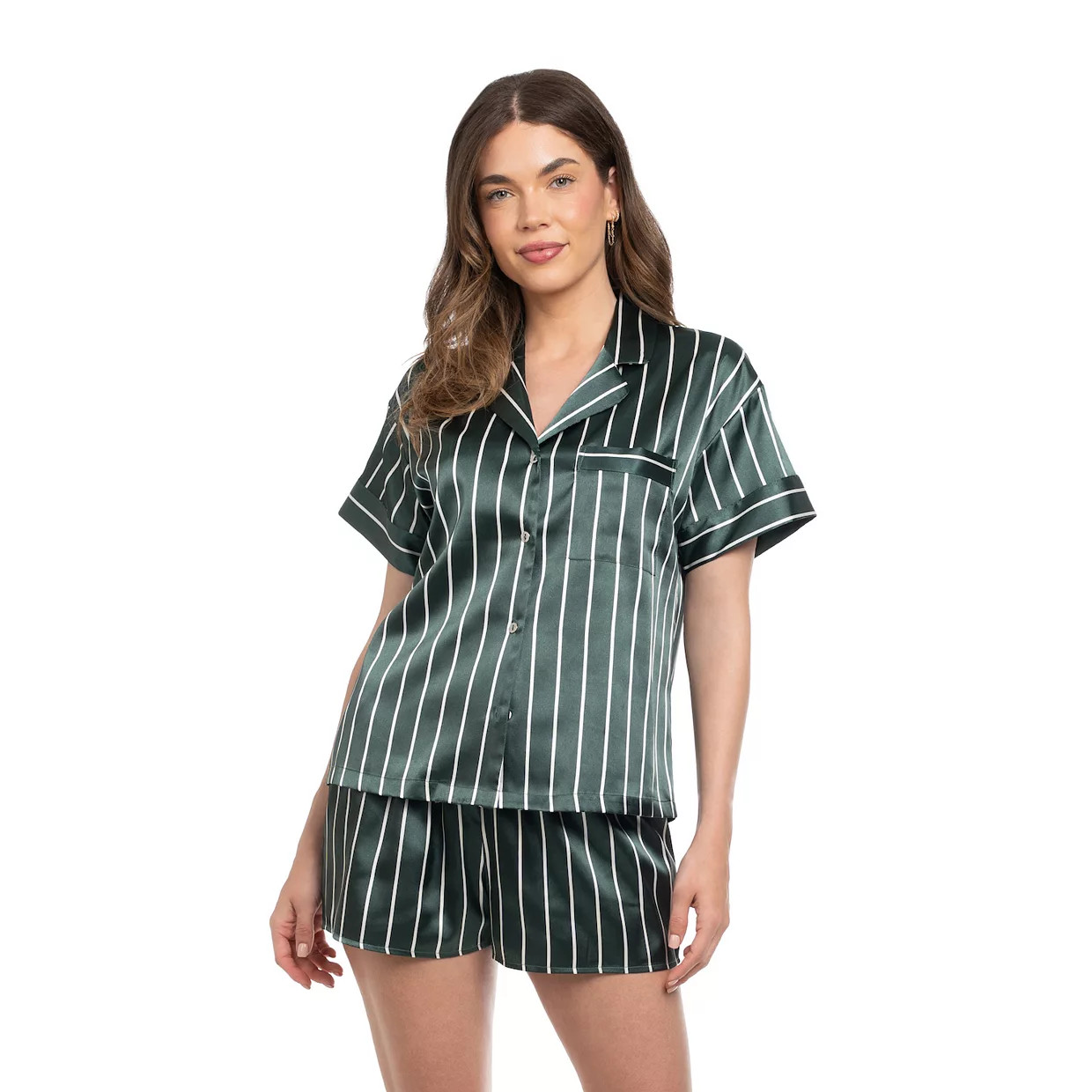 Women's Lilac+London Satin 2-pc. Pajama Top & Pajama Shorts Set | Kohl's