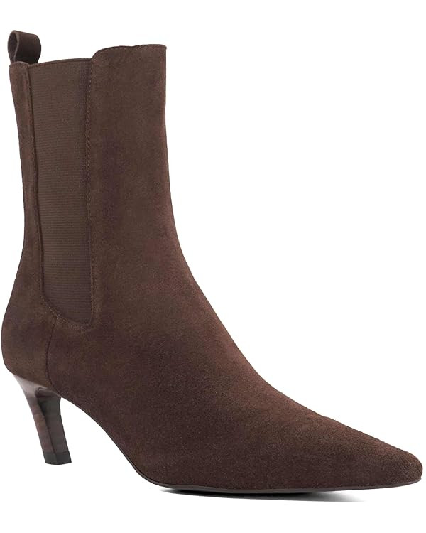 Dune London Ladies Orie Suede Pointed Toe Slanted Heel Ankle Boots Kitten Heel Suede | Amazon (UK)