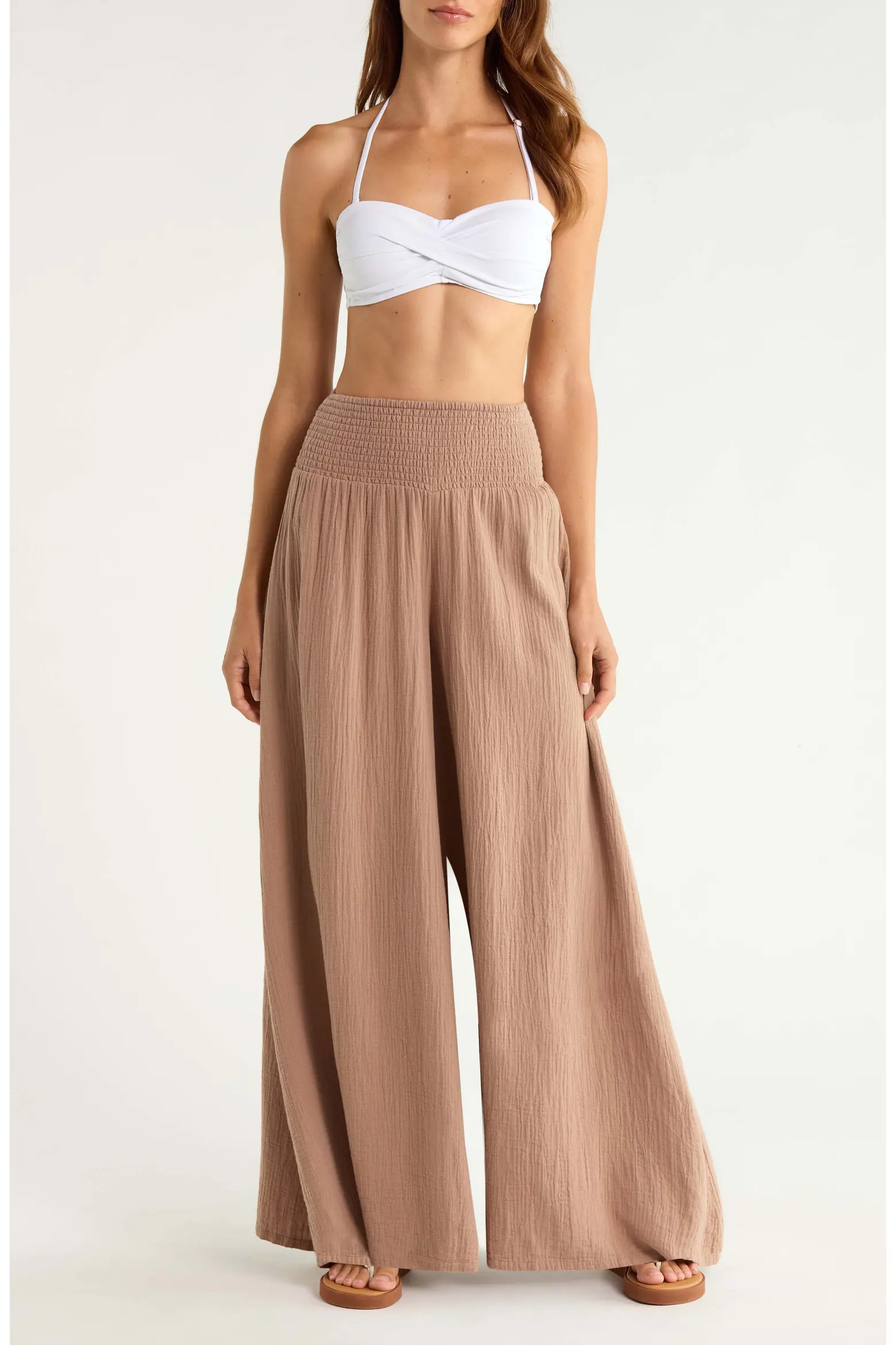 Elan Smocked Waist Cover-Up Palazzo Pants (Women) | Nordstrom | Nordstrom