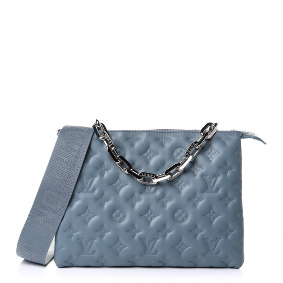 LOUIS VUITTON Lambskin Embossed Monogram Coussin PM Blue Glacier | Fashionphile