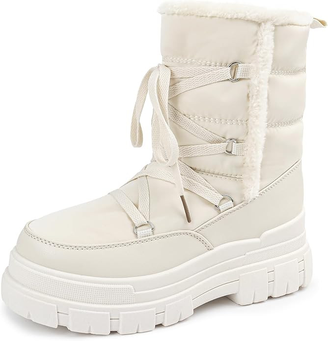 Winter Boots for Women Waterproof, Snow Boots for Women, Womens Mid Calf Low Heel Zip Up Anti-Sli... | Amazon (US)