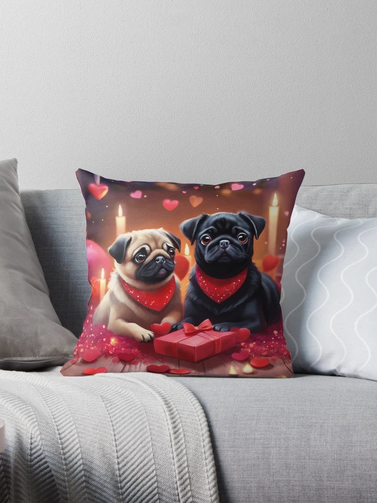 Valentine Pugs Pillow | Redbubble (US)