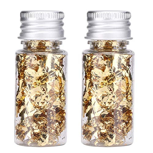 Lwuey Gold Leaf Makeup, Edible Flakes Goldlen Toppers Gilding Paper Bottles Imitation Metallic Decoration Drink Cooking Chocolates Cakes Drinks Baking Dessert Cupcake Steak Food Spa Home 2PCS | Amazon (US)
