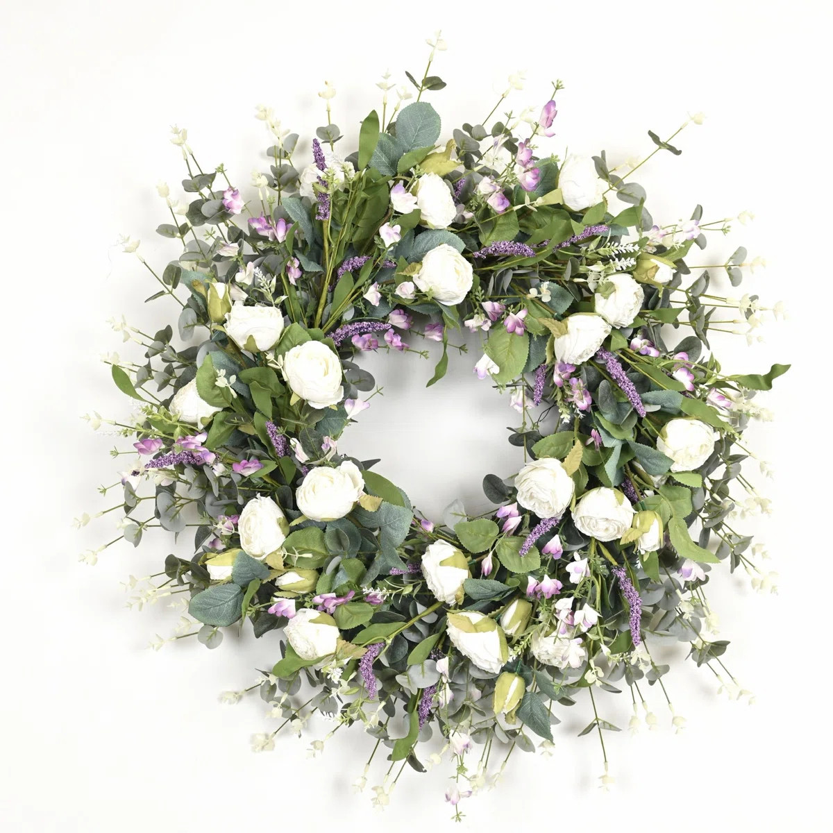 28" Artificial Farmhouse Blossom Cluster Greenery Eucalyptus Berry Lavender Rose Spring Summer Fr... | Wayfair North America