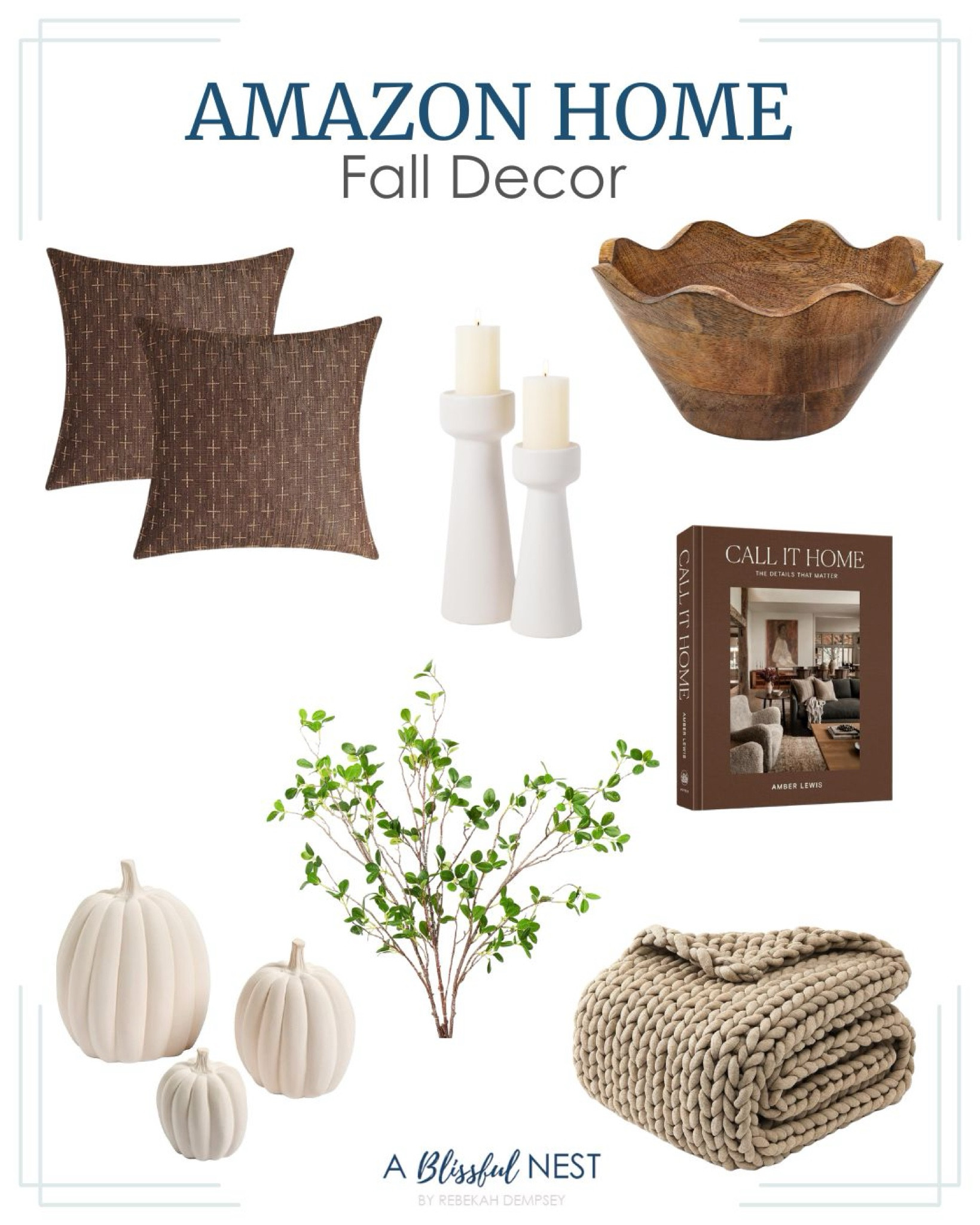 Amazon home fall decor finds!

Wood scallop bowl, white candlesticks, white pumpkins, chunky knit blanket, coffee table book, faux greenery stems, designer look for less pillows. 



#LTKSeasonal #LTKFindsUnder100 #LTKHome