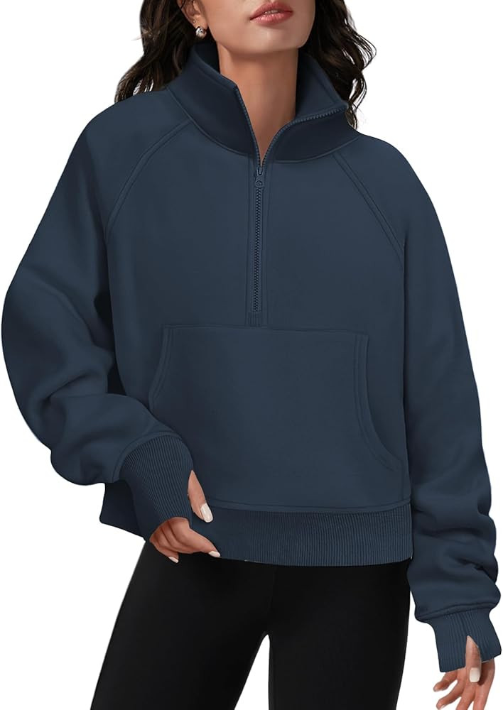 ATHMILE Womens Sweatshirts Half Zip Cropped Pullover Fleece Quarter Zipper Hoodies Fall outfits C... | Amazon (US)