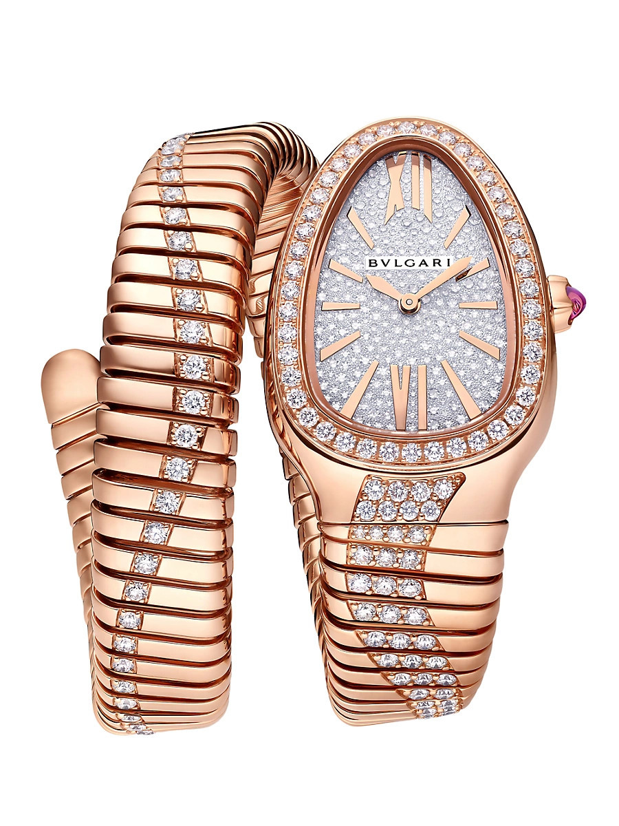 Women's Serpenti Tubogas 18K Rose Gold & 4.25 TCW Diamond Wrap Watch/35MM - Rose Gold | Saks Fifth Avenue