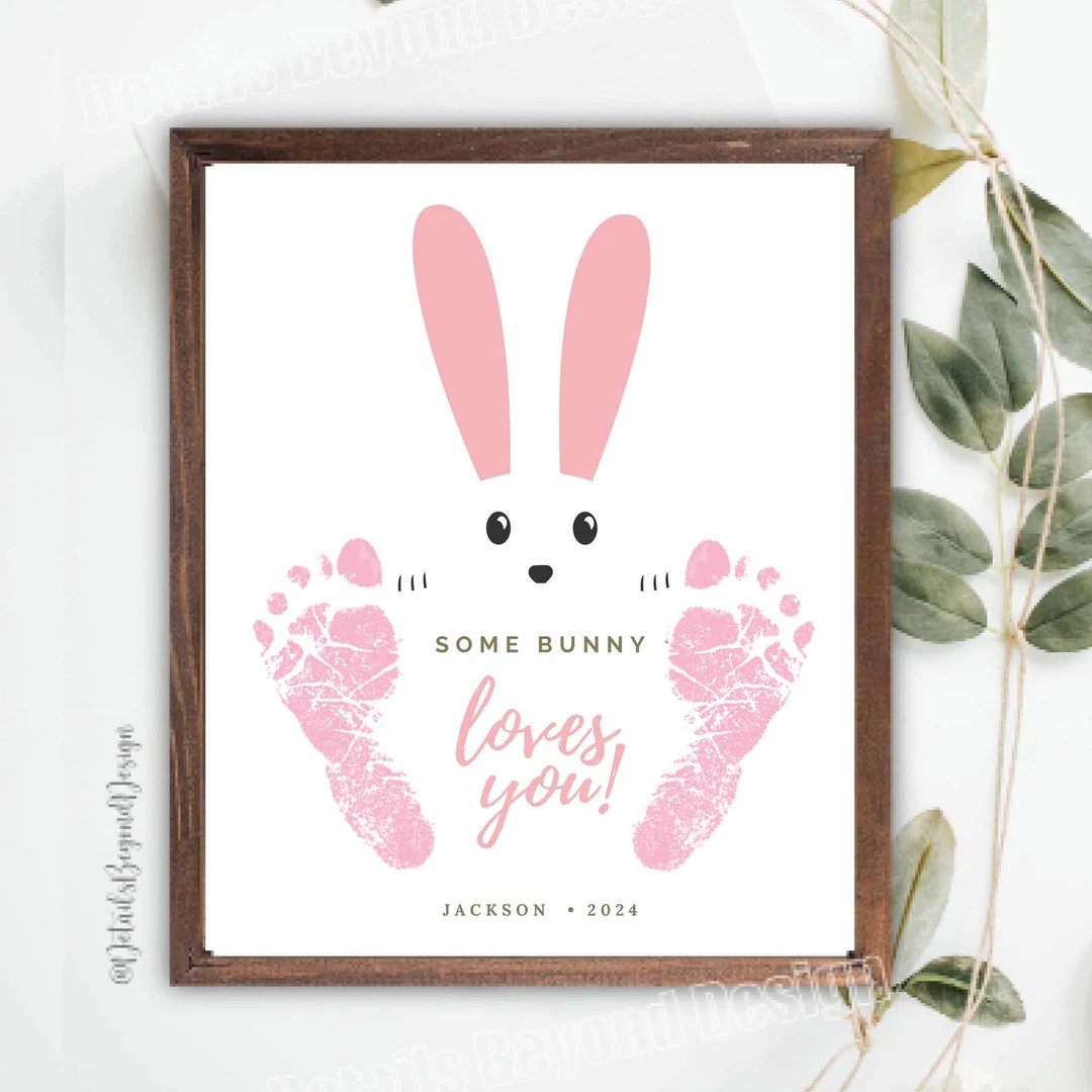 Custom Name - Easter - 2024 -8"x10" Printable - JPEG Emailed - Some Bunny Loves You - Footprint E... | Etsy (US)