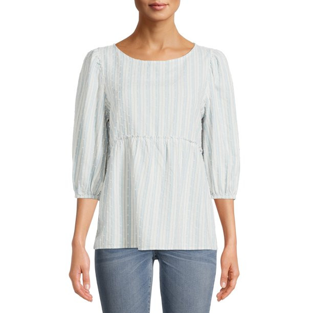 Time and Tru Women's Short Sleeve Textured Top - Walmart.com | Walmart (US)