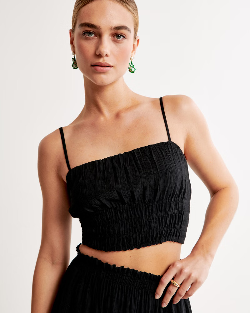 Crinkle Textured Ruched Set Top | Abercrombie & Fitch (US)