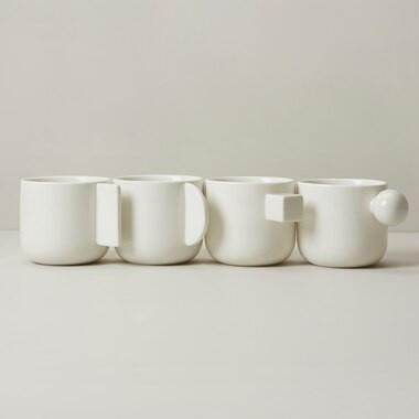 SET OF 4 GEOMETRIC HANDLE MUGS | Indigo (CA)