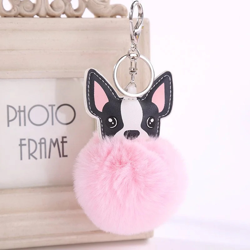 Outtop 8CM Cute Dog Keychain Pendant Women Key Ring Holder Pompoms Key Chains | Walmart (US)