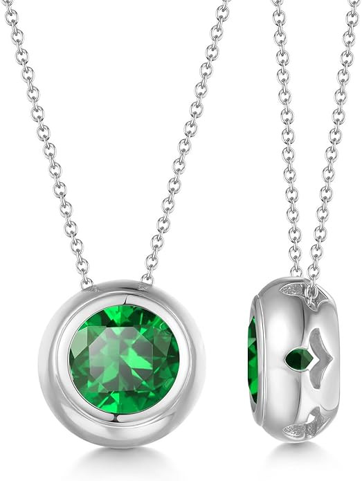 1CT/2CT Moissanite/Emerald/Sapphire/Ruby Necklace for Women, Solid 925 Sterling Silver with Yello... | Amazon (US)